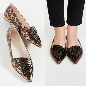 Sophia Webster Butterfly Leopard/Bronze Mirror Leather Flats Size 36